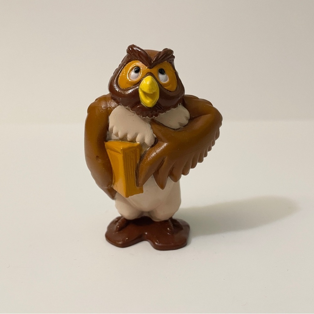 Vintage Disney Winnie the Pooh Owl Figurine Holding Book Collectible
